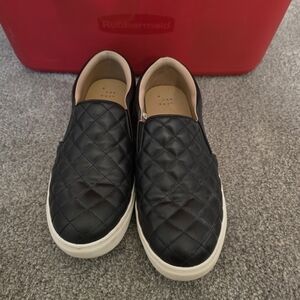 Quilted Black Slip-On Shoes
